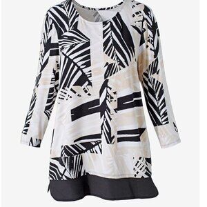 Chico's Neutral Fusion Woven-Hem Tunic - sz Large